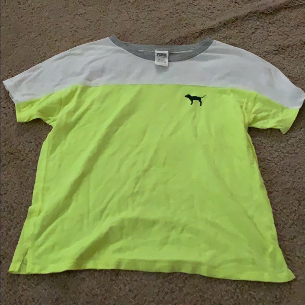 Pink VS Neon Yellow, white and black T-shirt